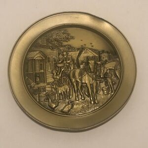 Vintage Currier and Ives Brass Decorative Plate